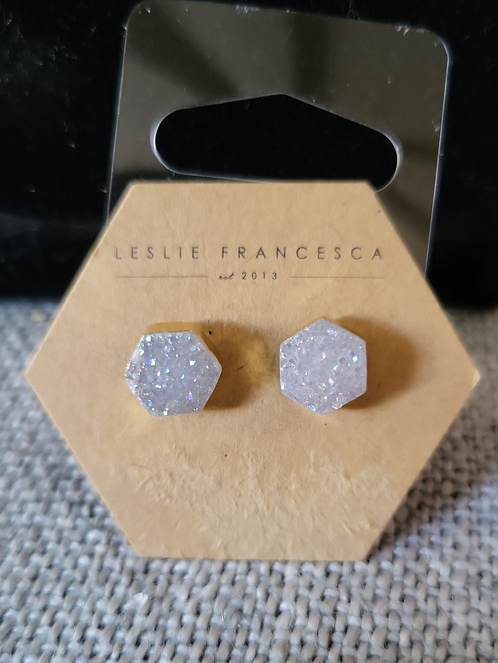 Leslie Francesca Mini "Unicorn" Druzy Hexagon Studs